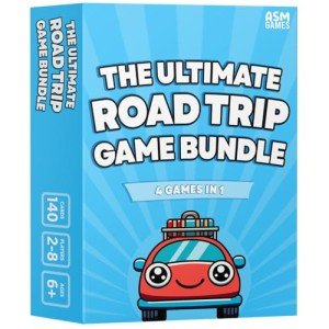 ASM GAMES The Ultimate Road Trip Game Bundle, a 4-in-1 Car Game for Kids and Adults, Filled with Must-Have Travel Activities and Road Trip Activities