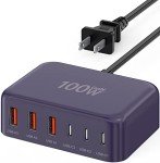 USB C Fast Charger 100W GaN 6 Port Type USB C Charging Station Hub Block USB C Wall Charger Power Strip Adapter Plug Cube Brick 3 USB C 3 USB A for iPad iPhone 15 14 13 12 11 Pro Max Pixel Note Galaxy