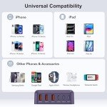 USB C Fast Charger 100W GaN 6 Port Type USB C Charging Station Hub Block USB C Wall Charger Power Strip Adapter Plug Cube Brick 3 USB C 3 USB A for iPad iPhone 15 14 13 12 11 Pro Max Pixel Note Galaxy