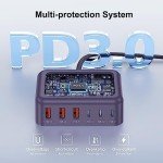 USB C Fast Charger 100W GaN 6 Port Type USB C Charging Station Hub Block USB C Wall Charger Power Strip Adapter Plug Cube Brick 3 USB C 3 USB A for iPad iPhone 15 14 13 12 11 Pro Max Pixel Note Galaxy