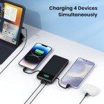 Portable Charger for iPhone with Built in Cables and Wall Plug,Upgraded 13800mAh Fast Charging USB C Power Bank,4 Outputs Travel Essential Battery Pack Compatible with iPhone 16/15/14,Samsung,Android
