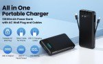 Portable Charger for iPhone with Built in Cables and Wall Plug,Upgraded 13800mAh Fast Charging USB C Power Bank,4 Outputs Travel Essential Battery Pack Compatible with iPhone 16/15/14,Samsung,Android