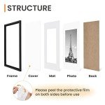 upsimples 12x16 Picture Frame Set of 5, Display Pictures 8.5x11 with Mat or 12 x 16 Without, Wall Gallery Poster Frames, Black