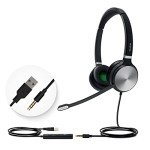 Yealink UH36 Professional USB Headset Wired Headphones for Work Calls and Music, Headset with Noise Cancelling Mic for Computer PC Laptop（UC Compatible, Stereo,3.5mm Jack/USB Connection）