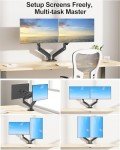MOUNT PRO Dual Monitor Mount Fits 13 to 32 Inch Screen, Height Adjustable Monitor Stand for 2 Monitors, Gas Spring Display Arm Holds up to 17. 6lbs Each, Computer Desk VESA Mount, Black