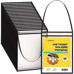 Hanging Job Ticket Holders 9x12 - (30 Pack), by Paper Plan - Strong, Reusable Horizontal Sleeves for Easy and Lasting Organization