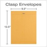 Quality Park 9-1/2" x 12-1/2" Clasp Envelopes, Brown Kraft, Gummed Flap, 100/Box (QUA37793)