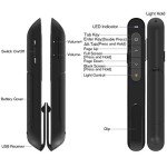 Wireless Presenter, Hyperlink Volume Control Presentation Clicker RF 2.4GHz USB PowerPoint Clicker Presentation Remote Control Pointer Slide Advancer (Black)