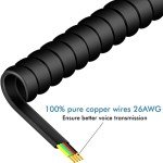 NECABLES 2+2Pack No Tangle Phone Cord for Landline 2pcs Telephone Handset Cord and 2pcs Detangler for Desk Phone Black