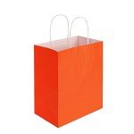 Oikss 50 Pack 8x4.75x10 Inch Medium Orange Kraft Paper Bags with Handles Bulk for Birthday Wedding Party Favors Grocery Retail Shopping Takeout Business Goody Craft Gift Bags Sacks, (50pcs Count)