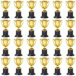 Juvale 24 Pack Mini Trophies for Awards, Gold Participation Trophy Cups for Sports Tournaments and Competitions (4 in)