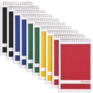 LABUK Steno Pads 6x9in10 Pack, Top Spiral Steno Notebooks, 80 Sheets Note Pads Assorted Color Gregg Rule for School, University, College, Work, Office