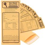 50 Key Drop Off Envelopes for After Hours – Auto Shop Repair/Service Drop Box Overnight Envelopes - Automotive Mechanic Car Drop Off for Overnight or Early Birds, Kraft Paper, 4 1/8 x 9 1/2