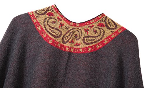 Vintage-Inspired Women's Poncho with Tassels - Gray