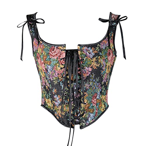 Floral Vintage Tie-Up Camisole Tank Top