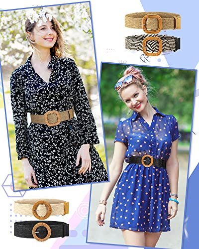 Retro Straw Woven Belt for Women - 4 Pack