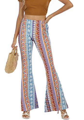 Vintage Women's Print Bell Bottom Flare Palazzo Pants