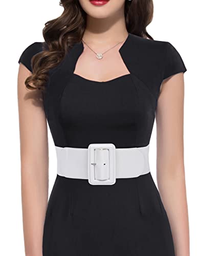 Hanna Nikole Retro White Wide Waist Belt