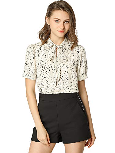Retro Bow Tie Peter Pan Collar Blouse - Cream White