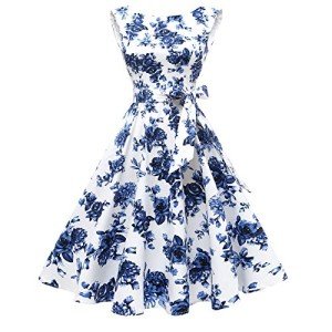 1950s Vintage Boatneck Sleeveless Swing Dress