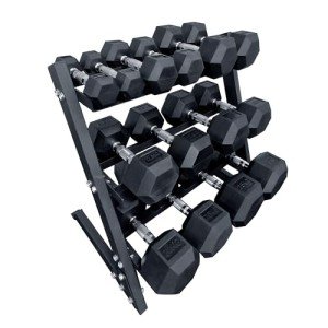 Hex Dumbbell Set with Rack - 7 Pairs