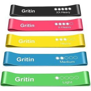 Gritin Resistance Bands Set - 5 Levels for Home Fitness