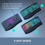 VEILZOR Ergonomic Backlit Keyboard with Wrist Rest