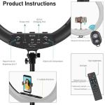 Hagibis 21” Dimmable Ring Light with Stand