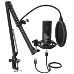 FIFINE USB Studio Microphone Kit with Boom Arm