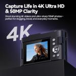 4K Digital Camera with 16X Zoom for Vlogging