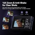 4K Digital Camera with 16X Zoom for Vlogging