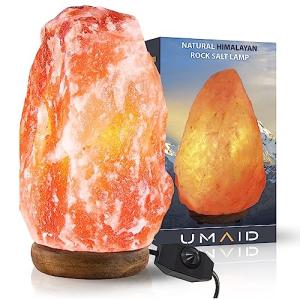 Dimmable Himalayan Salt Lamp with Wooden Base