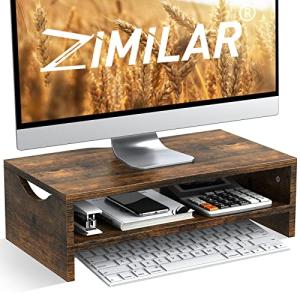 Wooden Dual-Tier Monitor Stand with Storage