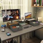 WESTREE Dual Monitor Stand with Storage Drawers