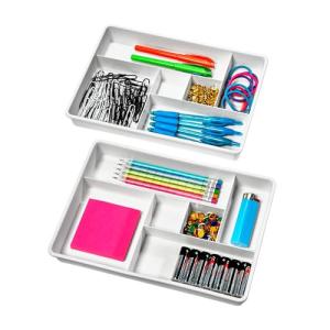Set of 2 Plastic Drawer Organizer Trays