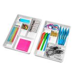 Set of 2 Plastic Drawer Organizer Trays