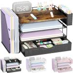 Wood Desk Organizer Set with File Holder & Drawer