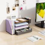 Wood Desk Organizer Set with File Holder & Drawer