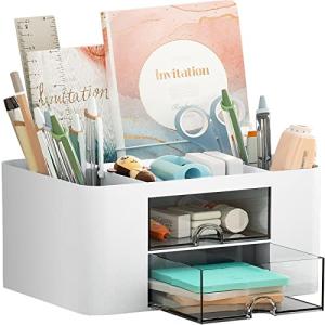 Marbrasse Multi-Functional Desk Pen Organizer with Drawers