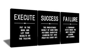 Motivational Success Quote Canvas Wall Art Set