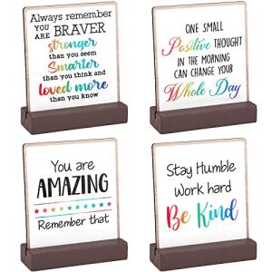 Inspirational Wooden Desk Decor with Quotes Plaque