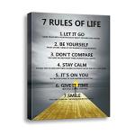 Motivational Wall Art: 7 Life Rules Canvas