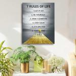 Motivational Wall Art: 7 Life Rules Canvas