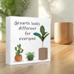Motivational Wood Block Sign for Growth Mindset