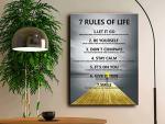 Motivational Wall Art: 7 Life Rules Canvas