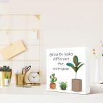 Motivational Wood Block Sign for Growth Mindset