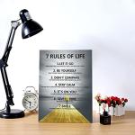 Motivational Wall Art: 7 Life Rules Canvas