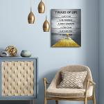 Motivational Wall Art: 7 Life Rules Canvas