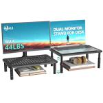 Adjustable Dual Monitor Stand and Desk Organizer