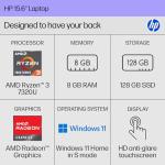 HP 15.6" Touchscreen Laptop with Ryzen 3